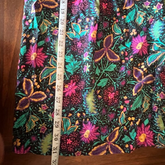 Synari Vintage 90's Green & Purple Floral Midi Skirt< Size Small - Picture 9 of 10